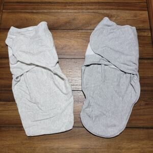 Set of 2 Light Grey Infant Swaddlers: Carters Small & Aden + Anais 0-3M